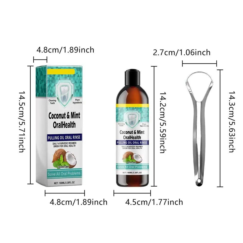 Natural Mouthwash Oil Bad Breath Care Coconut Oil Teeth Cleaning Tool With Tongue Scraper For Dormitory Home Travel Business - SHOWLU FASHION STORE