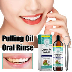Natural Mouthwash Oil Bad Breath Care Coconut Oil Teeth Cleaning Tool With Tongue Scraper For Dormitory Home Travel Business - SHOWLU FASHION STORE