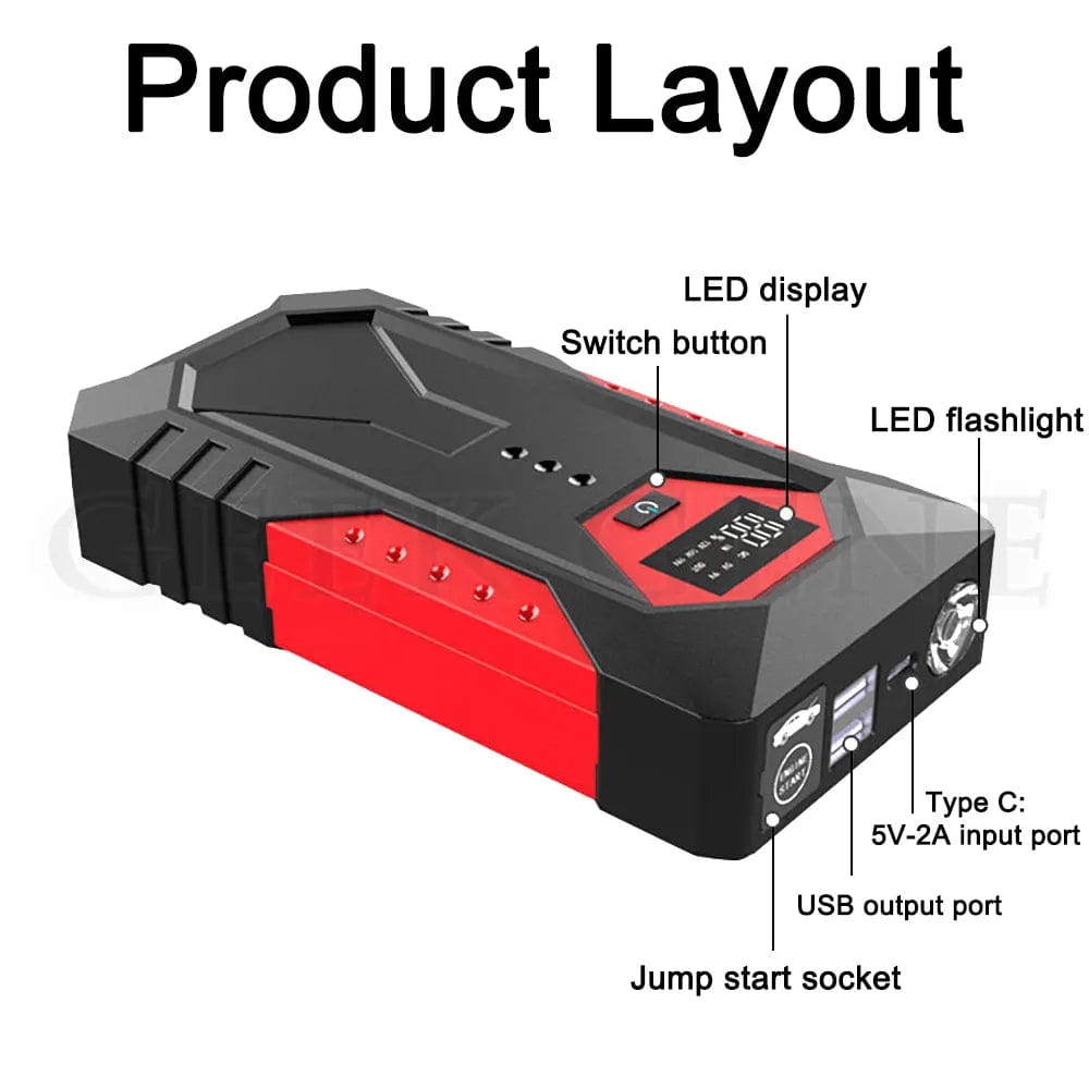 New 1200A Portable Car Jump Starter 18000mAh Power Bank Car Booster Charger Starting Device Petrol Diesel Car Emergency Buster - SHOWLU FASHION STORE