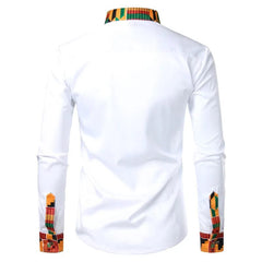 New African Clothing Men's Shirt Standing Neck Digital Printing Long Sleeve Flower Shirt Men's Cardigan Top - SHOWLU FASHION STORE