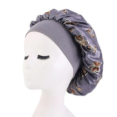New Butterfly Pattern Satin Bonnet Women's Night Sleep Hat Soft Head Cover For Curly Springy Bathroom Cap Hair Care Chemo Cap - SHOWLU FASHION STORE
