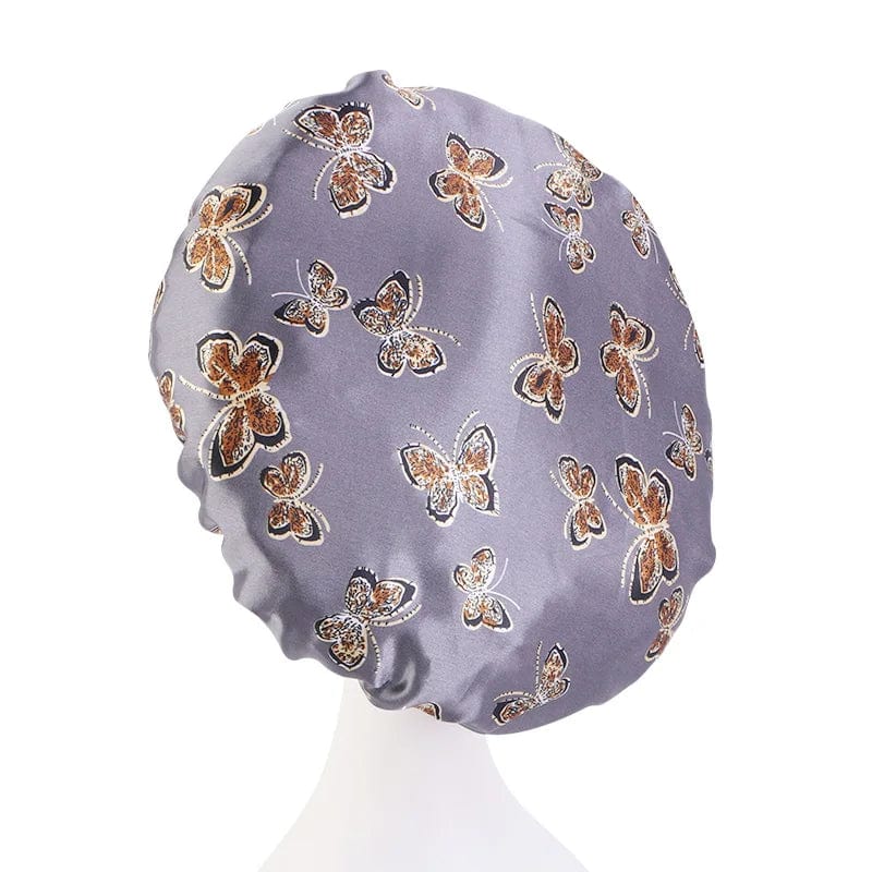 New Butterfly Pattern Satin Bonnet Women's Night Sleep Hat Soft Head Cover For Curly Springy Bathroom Cap Hair Care Chemo Cap - SHOWLU FASHION STORE