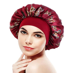 New Butterfly Pattern Satin Bonnet Women's Night Sleep Hat Soft Head Cover For Curly Springy Bathroom Cap Hair Care Chemo Cap - SHOWLU FASHION STORE