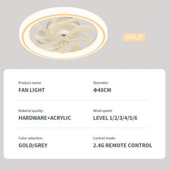 New Ceiling Fan Light Living Room Bedroom Modern and Simple Home Intelligent Remote Control Restaurant LED Fan Light - SHOWLU FASHION STORE