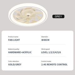 New Ceiling Fan Light Living Room Bedroom Modern and Simple Home Intelligent Remote Control Restaurant LED Fan Light - SHOWLU FASHION STORE