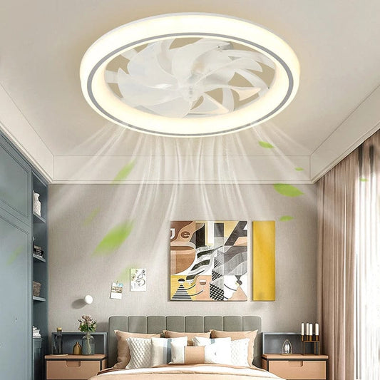 New Ceiling Fan Light Living Room Bedroom Modern and Simple Home Intelligent Remote Control Restaurant LED Fan Light - SHOWLU FASHION STORE