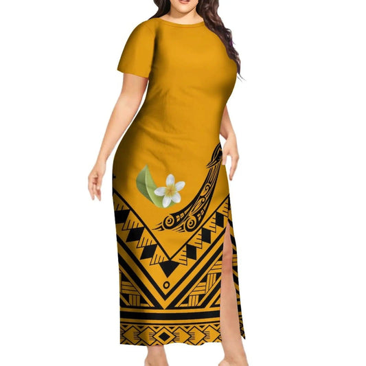 New Design Fashion Couple Set Aloha Shirt For Men And Slit Long Skirt For Women Quality Dress Polynesian Island - SHOWLU FASHION STORE