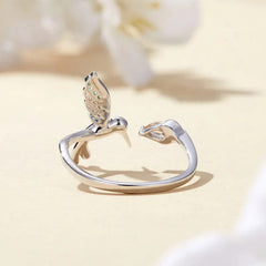 New Elegant Silver Color Hummingbird Opening Ring Colorful Zircon Adjustable Rings for Women Wedding Party Jewelry Birthday Gift - SHOWLU FASHION STORE