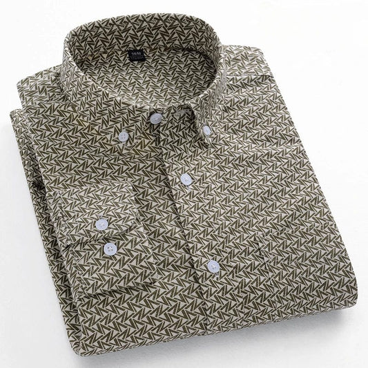 New in shirt Fashion trends100%cotton long - sleeve shirts for men slim fit casual plain shirt soft plaid striped designer clothes - SHOWLU FASHION STORE