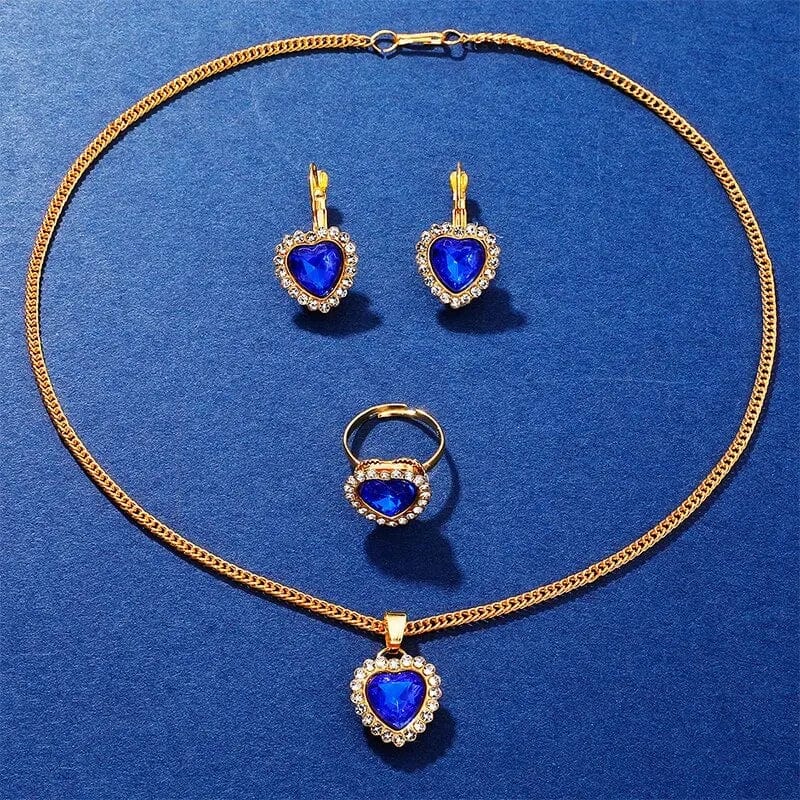 New Luxury Watch Women Necklace Earring Blue Rhinestone Fashion Wristwatch Casual Ladies Watches Jewelry Set Relogio Feminino - SHOWLU FASHION STORE