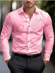New Men's Shirt 10 Color Long Sleeve Striped 3D Printed Lapel Hawaiian Vacation Button - up Long Sleeve Shirt Fashion Casual - SHOWLU FASHION STORE