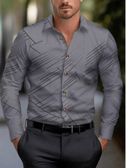 New Men's Shirt 10 Color Long Sleeve Striped 3D Printed Lapel Hawaiian Vacation Button - up Long Sleeve Shirt Fashion Casual - SHOWLU FASHION STORE