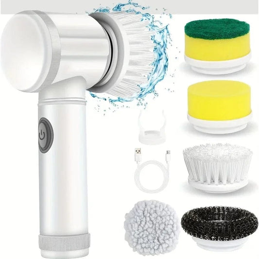 New Power Scrubber 5 Replaceable Brush Heads Electric Spin Scrubber Bathroom Cleaning Brush Power Scrubber Electric Brush Home - SHOWLU FASHION STORE