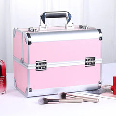 New Professional Aluminum Alloy Cosmetic Box Hairdressing Cosmetology Toolbox Patterned Embroidery Manicure Toolkits - SHOWLU FASHION STORE