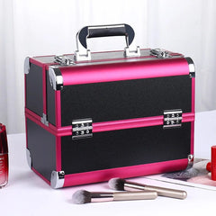 New Professional Aluminum Alloy Cosmetic Box Hairdressing Cosmetology Toolbox Patterned Embroidery Manicure Toolkits - SHOWLU FASHION STORE