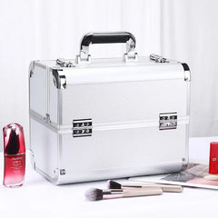 New Professional Aluminum Alloy Cosmetic Box Hairdressing Cosmetology Toolbox Patterned Embroidery Manicure Toolkits - SHOWLU FASHION STORE