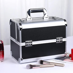 New Professional Aluminum Alloy Cosmetic Box Hairdressing Cosmetology Toolbox Patterned Embroidery Manicure Toolkits - SHOWLU FASHION STORE