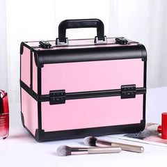 New Professional Aluminum Alloy Cosmetic Box Hairdressing Cosmetology Toolbox Patterned Embroidery Manicure Toolkits - SHOWLU FASHION STORE