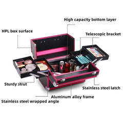 New Professional Aluminum Alloy Cosmetic Box Hairdressing Cosmetology Toolbox Patterned Embroidery Manicure Toolkits - SHOWLU FASHION STORE