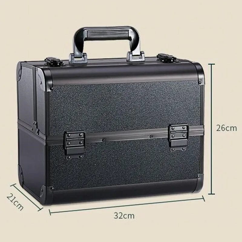 New Professional Aluminum Alloy Cosmetic Box Hairdressing Cosmetology Toolbox Patterned Embroidery Manicure Toolkits - SHOWLU FASHION STORE