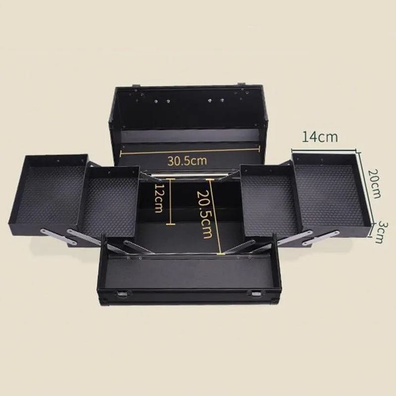 New Professional Aluminum Alloy Cosmetic Box Hairdressing Cosmetology Toolbox Patterned Embroidery Manicure Toolkits - SHOWLU FASHION STORE