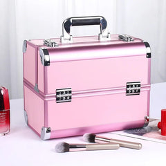 New Professional Aluminum Alloy Cosmetic Box Hairdressing Cosmetology Toolbox Patterned Embroidery Manicure Toolkits - SHOWLU FASHION STORE