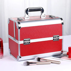 New Professional Aluminum Alloy Cosmetic Box Hairdressing Cosmetology Toolbox Patterned Embroidery Manicure Toolkits - SHOWLU FASHION STORE