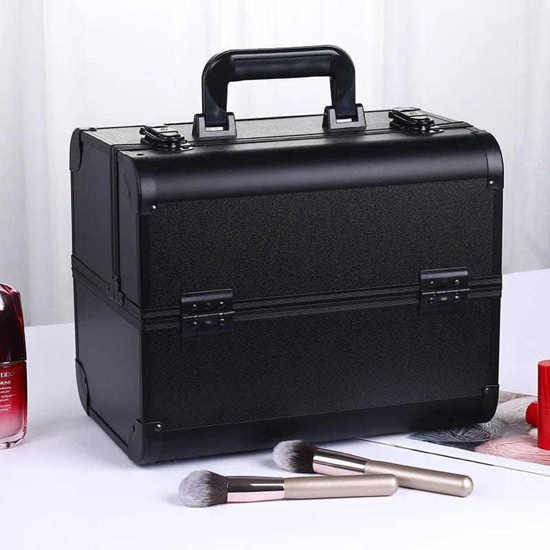 New Professional Aluminum Alloy Cosmetic Box Hairdressing Cosmetology Toolbox Patterned Embroidery Manicure Toolkits - SHOWLU FASHION STORE