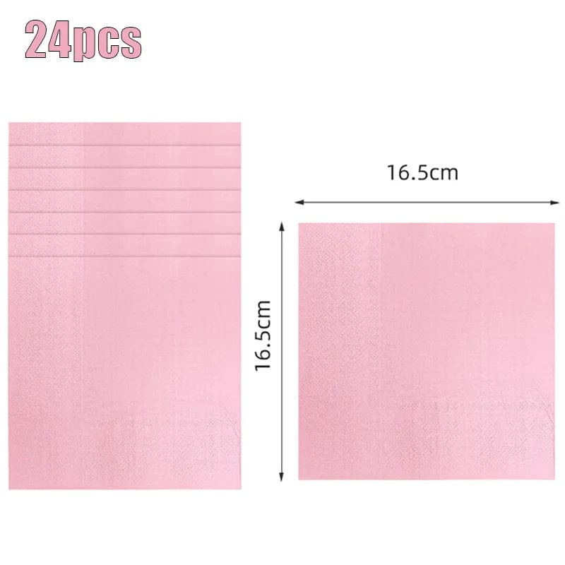 New Solid Color Party Set Light Pink Disposable Tableware Paper Cup Paper Plate Tablecloth For Kids Baby Shower Party Supplies - SHOWLU FASHION STORE
