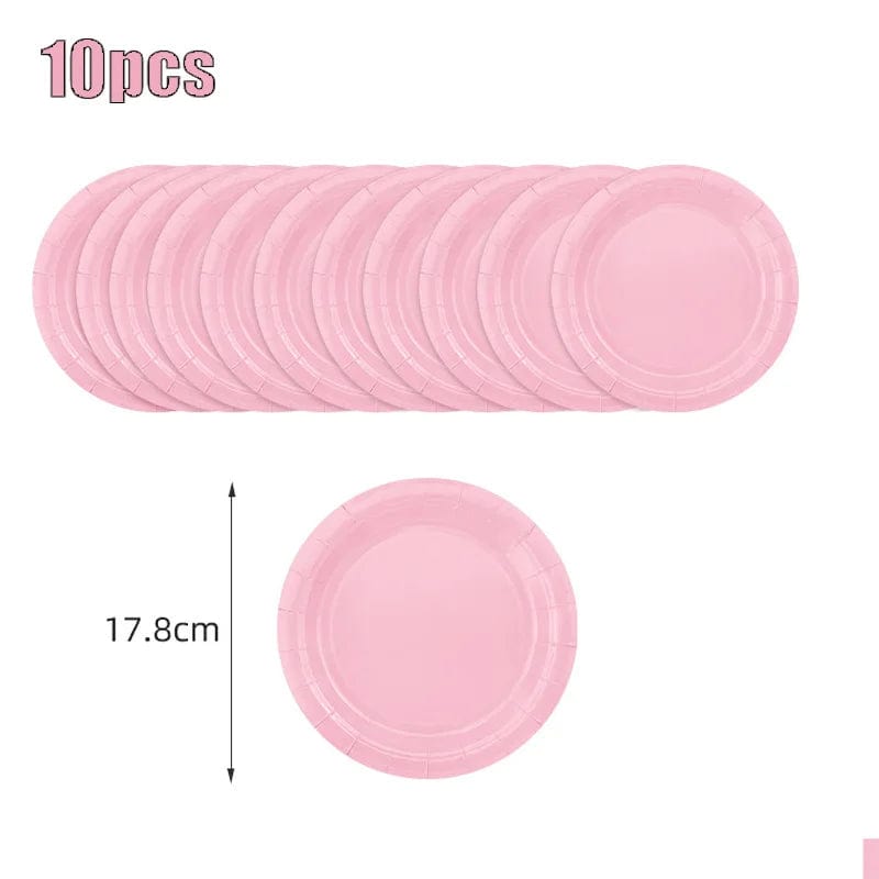 New Solid Color Party Set Light Pink Disposable Tableware Paper Cup Paper Plate Tablecloth For Kids Baby Shower Party Supplies - SHOWLU FASHION STORE