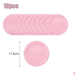 New Solid Color Party Set Light Pink Disposable Tableware Paper Cup Paper Plate Tablecloth For Kids Baby Shower Party Supplies - SHOWLU FASHION STORE