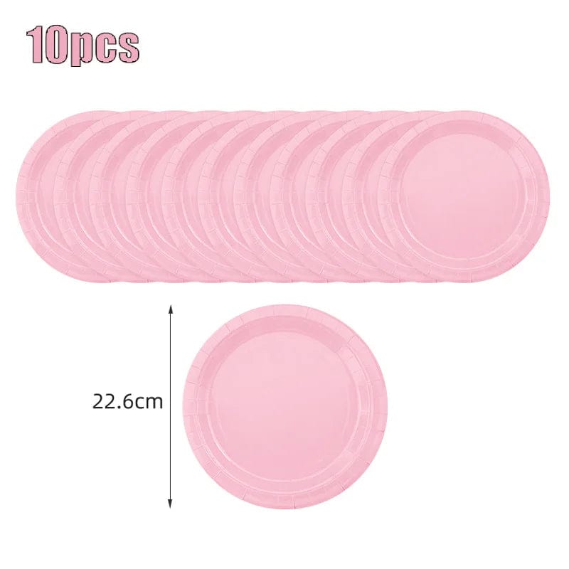 New Solid Color Party Set Light Pink Disposable Tableware Paper Cup Paper Plate Tablecloth For Kids Baby Shower Party Supplies - SHOWLU FASHION STORE