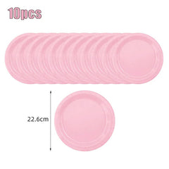 New Solid Color Party Set Light Pink Disposable Tableware Paper Cup Paper Plate Tablecloth For Kids Baby Shower Party Supplies - SHOWLU FASHION STORE