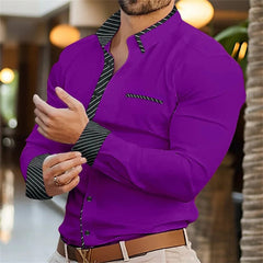 New Solid Color Splicing 3D Digital Printed Shirt Fashionable Luxury Social Men's Party Shirt Comfortable Soft Fabric XS - 6XL - SHOWLU FASHION STORE