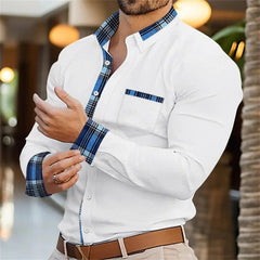 New Solid Color Splicing 3D Digital Printed Shirt Fashionable Luxury Social Men's Party Shirt Comfortable Soft Fabric XS - 6XL - SHOWLU FASHION STORE