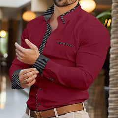New Solid Color Splicing 3D Digital Printed Shirt Fashionable Luxury Social Men's Party Shirt Comfortable Soft Fabric XS - 6XL - SHOWLU FASHION STORE