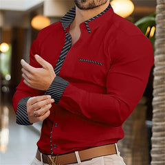 New Solid Color Splicing 3D Digital Printed Shirt Fashionable Luxury Social Men's Party Shirt Comfortable Soft Fabric XS - 6XL - SHOWLU FASHION STORE