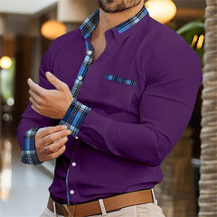 New Solid Color Splicing 3D Digital Printed Shirt Fashionable Luxury Social Men's Party Shirt Comfortable Soft Fabric XS - 6XL - SHOWLU FASHION STORE