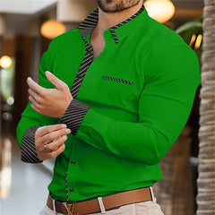 New Solid Color Splicing 3D Digital Printed Shirt Fashionable Luxury Social Men's Party Shirt Comfortable Soft Fabric XS - 6XL - SHOWLU FASHION STORE