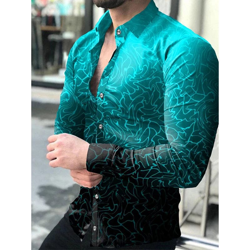New Spring Autumn Social Men Shirts Turn - Down Collar Buttoned Casual Dots Print Long Sleeve Shirt Tops Streetwear Men's Clothes - SHOWLU FASHION STORE