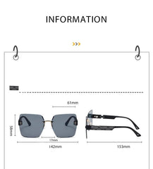 New Square Rimless Cut Edge Sunglasses Hong Kong Style Ladies Round Face Slimming Big Frame Fashion Sunglasses - SHOWLU FASHION STORE