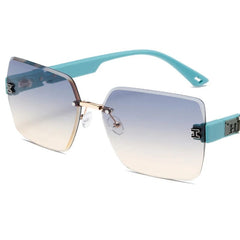 New Square Rimless Cut Edge Sunglasses Hong Kong Style Ladies Round Face Slimming Big Frame Fashion Sunglasses - SHOWLU FASHION STORE