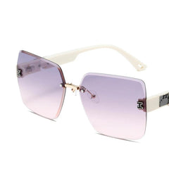 New Square Rimless Cut Edge Sunglasses Hong Kong Style Ladies Round Face Slimming Big Frame Fashion Sunglasses - SHOWLU FASHION STORE