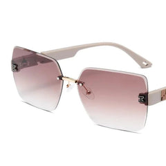 New Square Rimless Cut Edge Sunglasses Hong Kong Style Ladies Round Face Slimming Big Frame Fashion Sunglasses - SHOWLU FASHION STORE