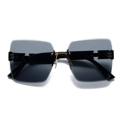 New Square Rimless Cut Edge Sunglasses Hong Kong Style Ladies Round Face Slimming Big Frame Fashion Sunglasses - SHOWLU FASHION STORE