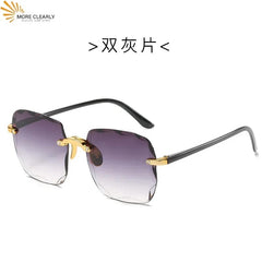 New Square Rimless Sunglasses Women Luxury Brand Designer Summer Red Glasses Fashion Sun Glasses for Men UV400 Shades Oculos - SHOWLU FASHION STORE