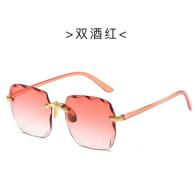 New Square Rimless Sunglasses Women Luxury Brand Designer Summer Red Glasses Fashion Sun Glasses for Men UV400 Shades Oculos - SHOWLU FASHION STORE