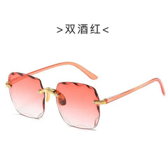 New Square Rimless Sunglasses Women Luxury Brand Designer Summer Red Glasses Fashion Sun Glasses for Men UV400 Shades Oculos - SHOWLU FASHION STORE