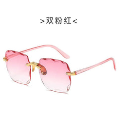 New Square Rimless Sunglasses Women Luxury Brand Designer Summer Red Glasses Fashion Sun Glasses for Men UV400 Shades Oculos - SHOWLU FASHION STORE