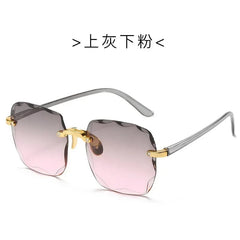 New Square Rimless Sunglasses Women Luxury Brand Designer Summer Red Glasses Fashion Sun Glasses for Men UV400 Shades Oculos - SHOWLU FASHION STORE